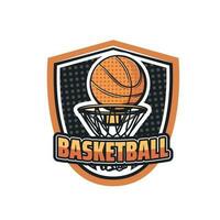 Basketball Sport Symbol, Ball, Korb, Band und Netz vektor