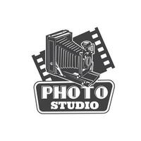 Foto studio ikon med kamera. vektor retro emblem