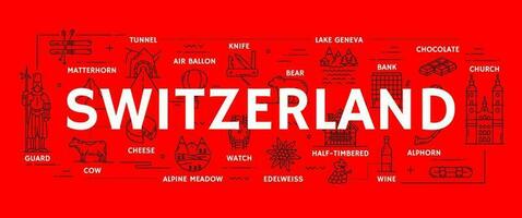 Schweiz Reise Symbole, schweizerisch Tourismus Symbole vektor