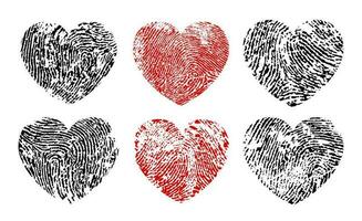 schwarz und rot Fingerabdruck Herzen Textur oder Symbol vektor