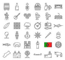 portugal resa landmärke ikoner eller nationell symboler vektor