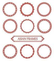 runden rot asiatisch Rahmen, dekorativ Verschönerung vektor