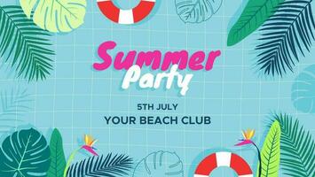 tropisch und Blumen- Sommer- Party Poster vektor