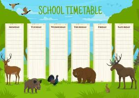 Schule Zeitplan Zeitplan mit Vektor wild Tiere