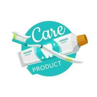 Dental Pflege Produkte, Zahn Bürste und Einfügen Symbol vektor