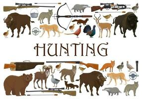 Jagd, Tiere und Gewehr Waffen, Safari jagen Sport vektor