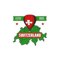 Schweiz Karte und heiß Luft Ballon retro Symbol vektor