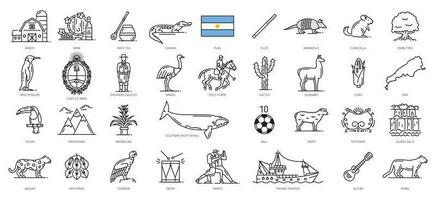 Argentinien Linie Symbole, Argentinien Reise Symbole vektor