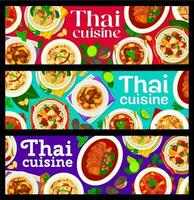 thailändisch Küche Essen Banner, Thailand Küche Speisekarte vektor