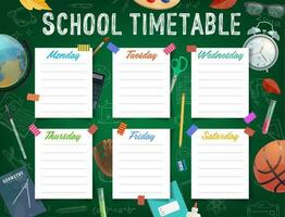Schule Zeitplan mit Schreibwaren Vektor Vorlage