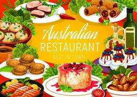 australisch Küche Essen Teller, Restaurant Speisekarte vektor