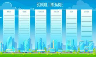 Schule Zeitplan mit Metropole Vektor Hintergrund