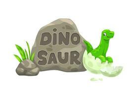 tecknad serie bebis dinosaurie och nyfödd dino i ägg vektor