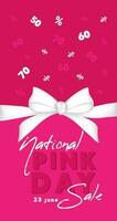 baner för nationell rosa dag. design i vit och rosa Färg med rosett. vektor