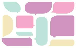 Stellen Sie pastellfarbene Sprechblasen auf weißem Hintergrund ein. Chat-Box oder Chat-Vektorquadrat und Doodle-Nachricht oder Kommunikationssymbolwolke, die für Comics und minimalen Nachrichtendialog spricht vektor