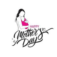 Lycklig mors dag kalligrafi vektor design med mamma och son. internationell mors dag illustration