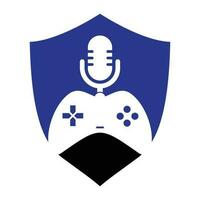 gamepad och podcast logotyp design mall. vektor