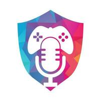 gamepad och podcast logotyp design mall. vektor