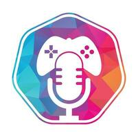 gamepad och podcast logotyp design mall. vektor