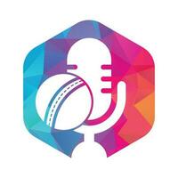 cricket podcast logotyp design mall. mikrofon och cricket boll logotyp begrepp design. vektor