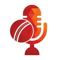 cricket podcast logotyp design mall. mikrofon och cricket boll logotyp begrepp design. vektor