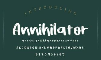 lekfull stil font design, barnslig alfabet brev och tal vektor illustration