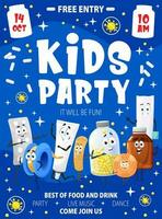 Kinder Party Flyer Poster, Karikatur Tabletten Medikamente vektor