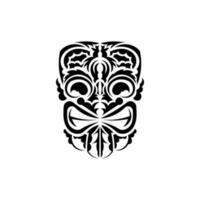 stam- mask. svart tatuering i de stil av de gammal stammar. polynesisk stil. vektor över vit bakgrund.