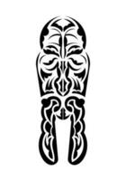 Maori Stil Gesicht. schwarz tätowieren Muster. isoliert auf Weiß Hintergrund. Vektor Illustration.