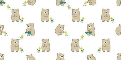 Bär nahtlos Muster Vektor Polar- Bär Panda Blume Teddy Schal isoliert Fliese Hintergrund wiederholen Hintergrund