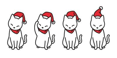 katt vektor jul santa claus hatt xmas ikon kattunge logotyp kalikå tecknad serie karaktär illustration klotter