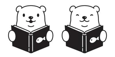 Bär Vektor Polar- Bär lesen Buch Karikatur Charakter Logo Symbol Illustration