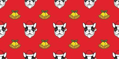 hund sömlös mönster jul vektor franska bulldogg santa claus klocka scarf isolerat bakgrund tapet