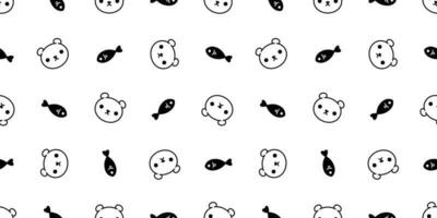 Bär nahtlos Muster Vektor Polar- Bär Fisch Karikatur Illustration Hintergrund wiederholen Hintergrund