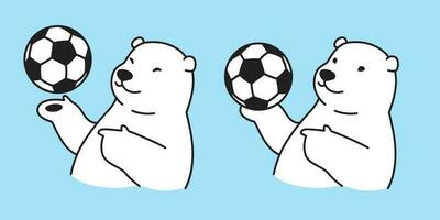 Bär Vektor Polar- Bär Fußball Fußball Karikatur Charakter Symbol Logo fifa Illustration Symbol Gekritzel Weiß
