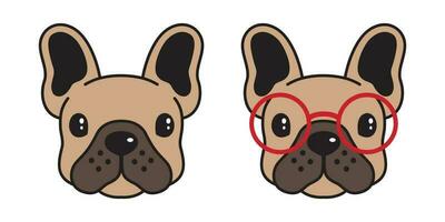 Hund Vektor Französisch Bulldogge Mops Symbol Logo Brille Karikatur Charakter Illustration Symbol braun