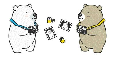 Bär Vektor Symbol Logo Polar- Bär Panda Charakter Karikatur Kamera Film Illustration Gekritzel