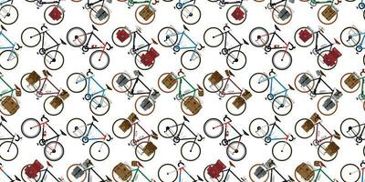 cykel sömlös mönster vektor cykling isolerat årgång bakgrund upprepa tapet illustration grafisk