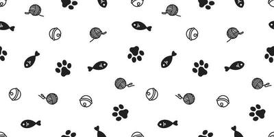 Katze nahtlos Muster Vektor Kätzchen Pfote Katze Fisch Schal Hintergrund isoliert wiederholen Hintergrund Karikatur