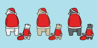 Bär Vektor Weihnachten Polar- Bär Santa claus Karikatur Charakter Symbol Logo Teddy Illustration Gekritzel