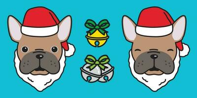 Hund Vektor Französisch Bulldogge Santa claus Symbol Logo Neu Jahr Illustration