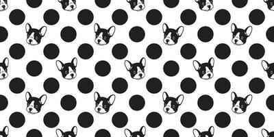 hund sömlös mönster franska bulldogg vektor polka punkt bricka bakgrund scarf isolerat upprepa tapet illustration tecknad serie