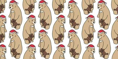 Bär nahtlos Muster Polar- Bär Vektor Weihnachten Santa claus Fliese Hintergrund Teddy Pyjama Illustration Karikatur wiederholen Hintergrund Schal isoliert