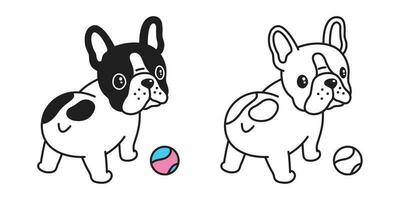 hund vektor franska bulldogg logotyp ikon boll tecknad serie karaktär illustration symbol svart