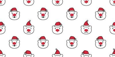 Björn sömlös mönster jul vektor polär Björn santa claus xmas hatt snö vinter- scarf tecknad serie isolerat bricka bakgrund upprepa tapet illustration