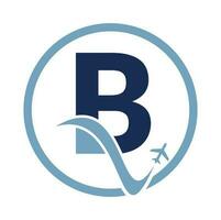 Brief b Luft Reise Logo Design Vorlage. b Brief und Flugzeug Logo Design Symbol Vektor.. vektor