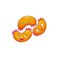 tecknad serie virus cell vektor ikon, trippel- bakterie