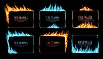 Gas und Feuer Verbrennung Flamme Rahmen, Vektor einstellen