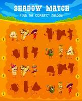 barn hitta skugga spel, tecknad serie rolig mexikansk mat vektor