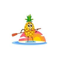 Surfen Ananas Karikatur Charakter auf Surfbrett vektor